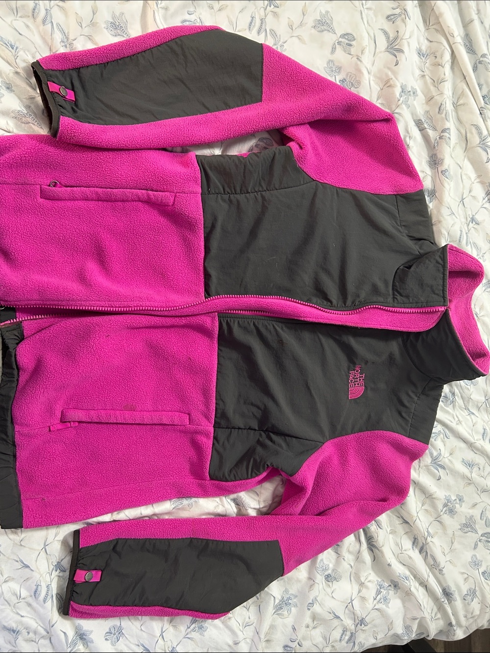 The North Face Pink and Black Teddy Fleece Jacket
